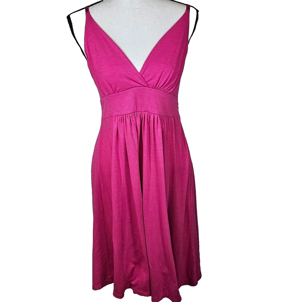 Zoey & Beth Womens Magenta V-Neck Spaghetti Strap Sundress Asymmetric Hem Size M
